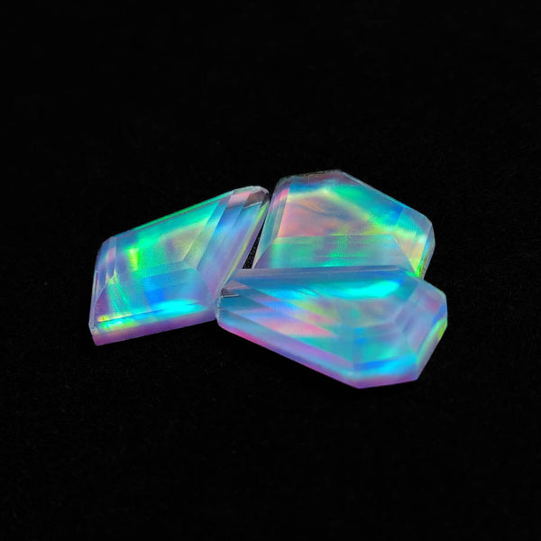 Step Cut Crystal And Aurora Opal Doublets Lot