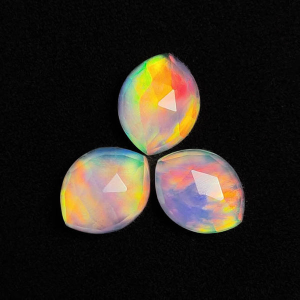 Rose Cut Crystal And Auroro Opal Doublets