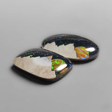 Handcraved Wooden Hill Inlay In Crystal And Aurora Opal Doublets