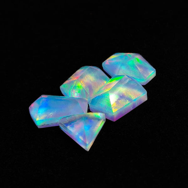 Step Cut Crystal And Aurora Opal Doublets Lot