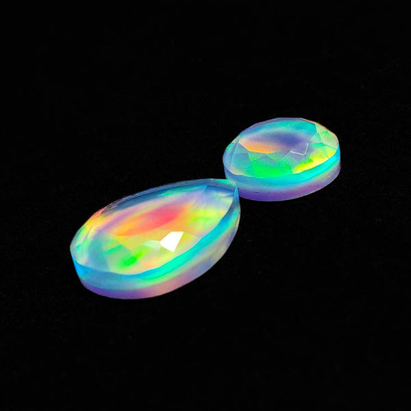 Faceted Crystal And Aurora Opal Doublets Lot