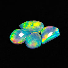 Checker-board Cut Crystal And Aurora Opal Doublets Lot