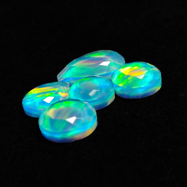 Faceted Crystal And Aurora Opal Doublets Lot