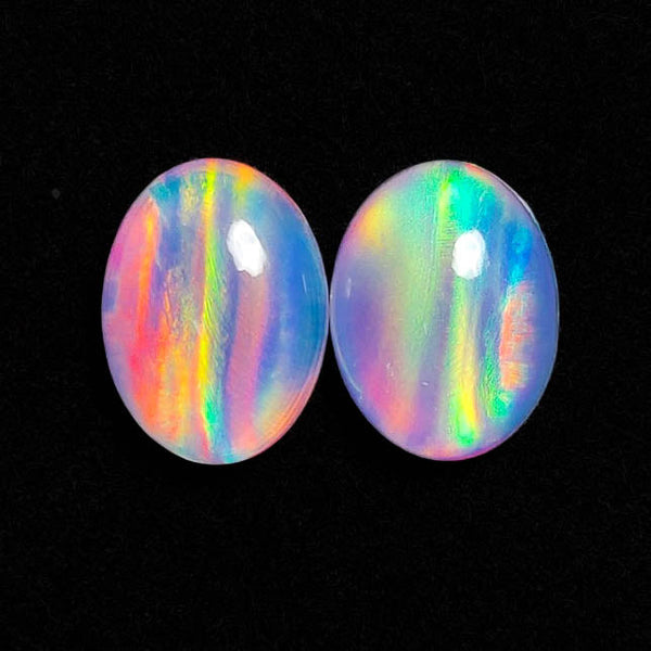 Crystal And Aurora Opal Doublet Pair