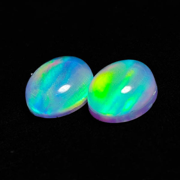 Crystal And Aurora Opal Doublet Pair