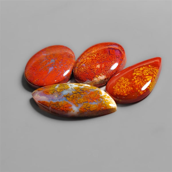 Opaque Red Moss Agate Cabochons Lot