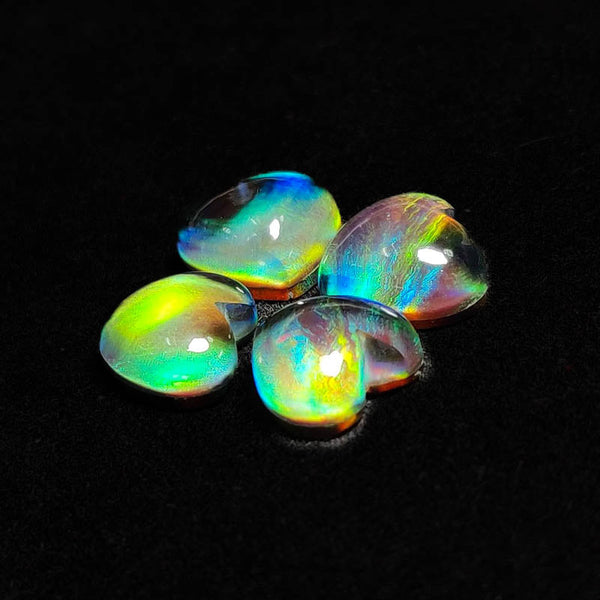 Crystal And Aurora Opal Doublet Hearts Lot