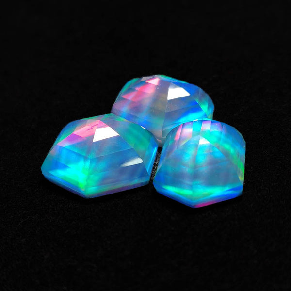 Step Cut Crystal And Aurora Opal Doublets  Lot