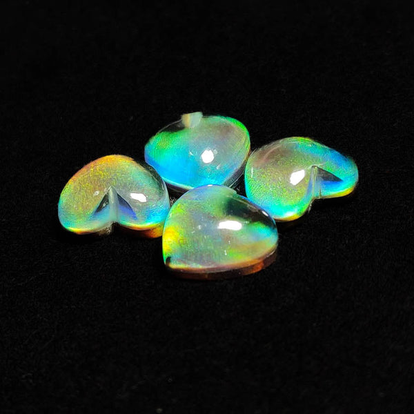 Crystal And Aurora Opal Doublet Hearts Lot