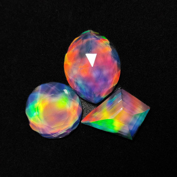 Mix Cut Crystal And Aurora Opal Doublets  Lot