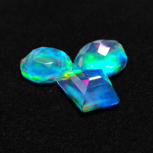 Mix Cut Crystal And Aurora Opal Doublets  Lot