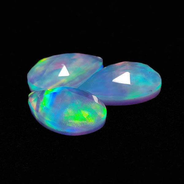 Rose Cut Crystal And Aurora Opal Doublets Lot