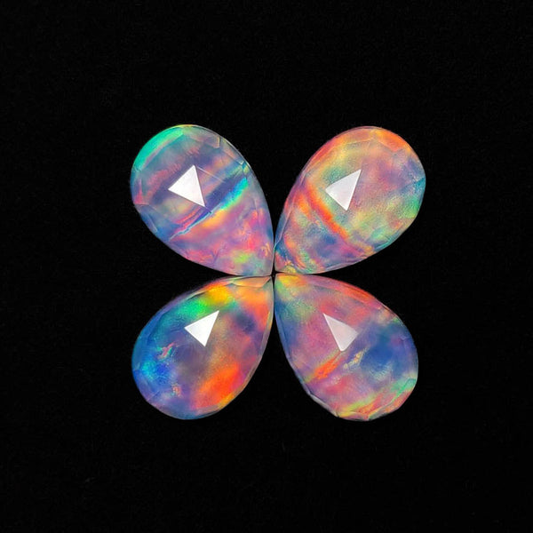 Rose Cut Crystal And Aurora Opal Doublets Lot