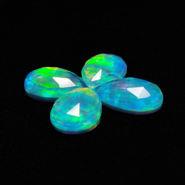 Rose Cut Crystal And Aurora Opal Doublets Lot