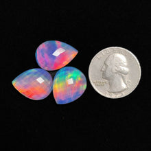 Checker-board Cut Crystal And Aurora Opal Doublets Lot