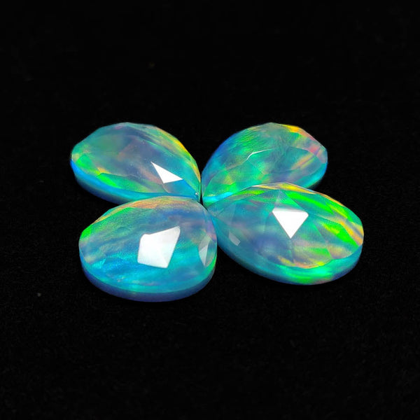 Rose Cut Crystal And Aurora Opal Doublets Lot