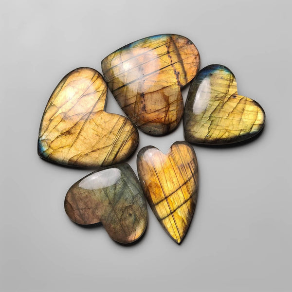 High Grade Golden Labradorite Hearts Lot 2171