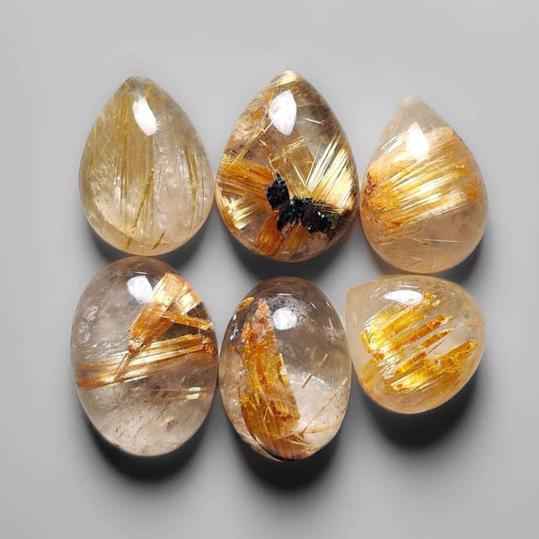 AAA Golden Rutilated Quartz Cabs Lot 2197