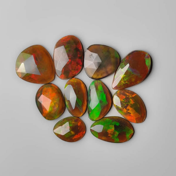 High Grade Rose Cut Ethiopian Wello Opals Lot (Natural Dark) 2229