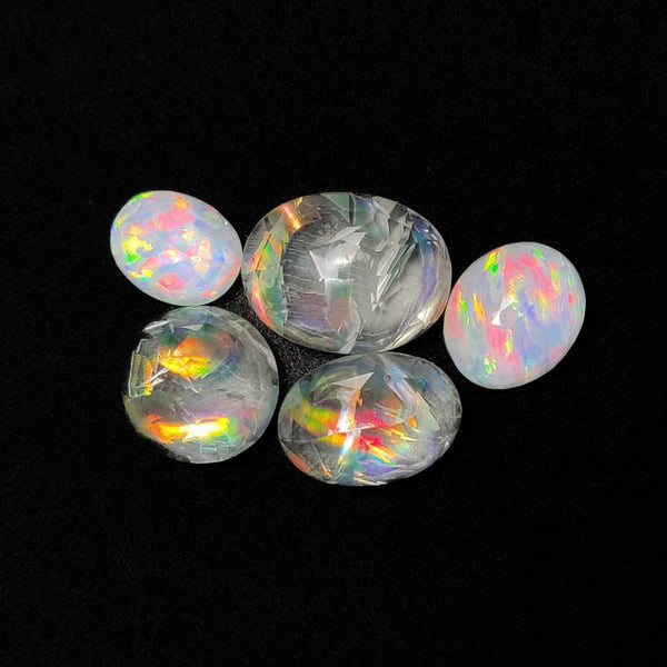 Rose Cut Crystal And Bello Opal Doublets Lot