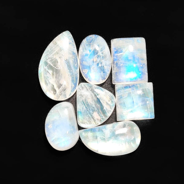 High Grade Rainbow Moonstone Cabs Lot 2282