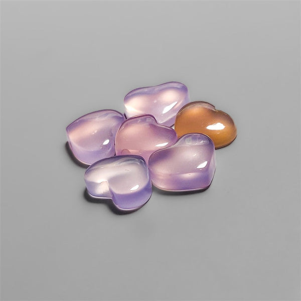 Lavender Chalcedony Hearts Cabochons Lot