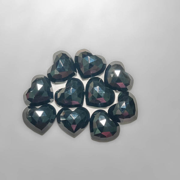 Rose Cut Black Spinel Hearts Lot 2321