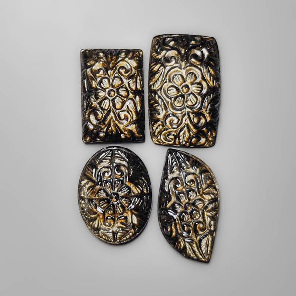 Mughal Carved Goldensheen Obsidian Lot 2384