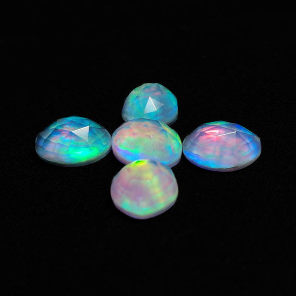 Rose Cut Crystal And Aurora Opal Doublets Lot