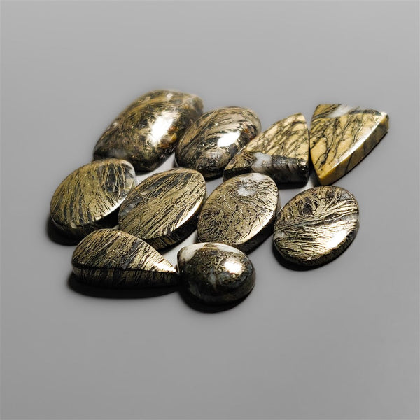 Feather Pyrites Cabochons Lot