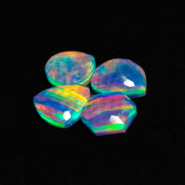 Honeycomb Cut Crystal And Aurora Opal Doublet Lot