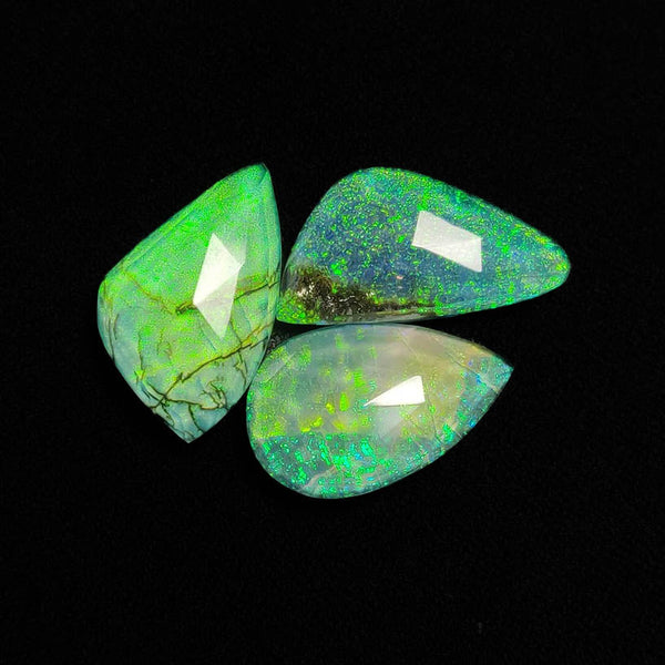 Rose Cut Crystal And Monarch Opal Doublets Lot