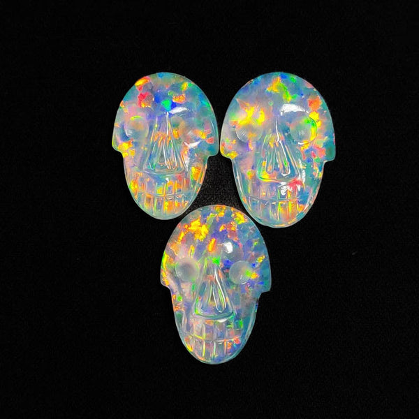 Handcaverd Crystal And Gilson Opal Skulls Lot