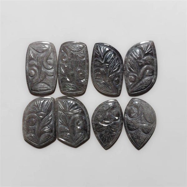 SIlversheen Obsidian Mughal Carvings Lot-2650