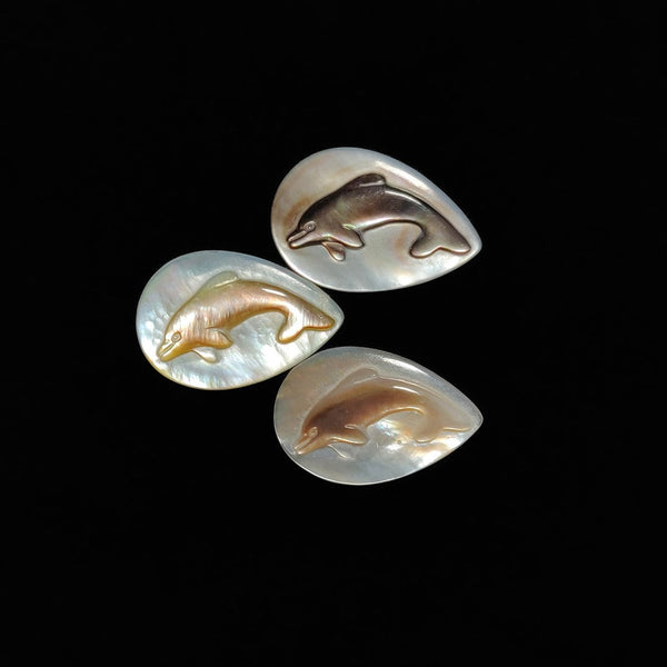 Handcarved Mother Of Pearl Dolphines Lot-2656