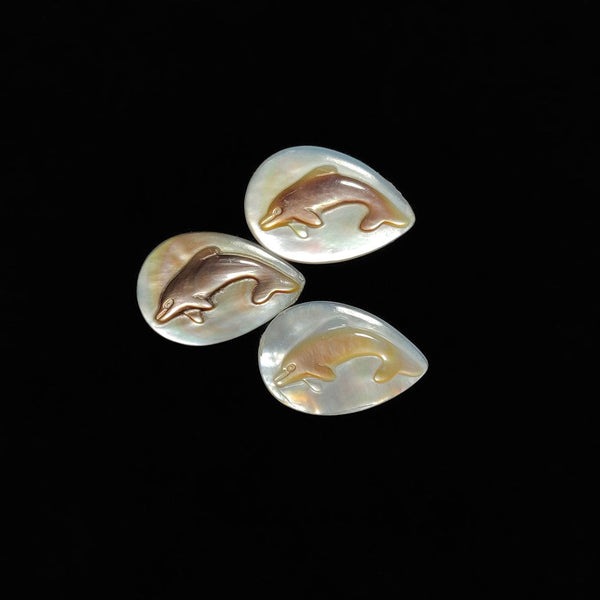 Handcarved Mother Of Pearl Dolphines Lot-2657