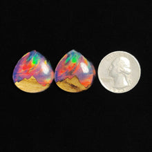 Handcarved Wooden Hill Inlay In Crystal And Aurora Opal Doublets Lot