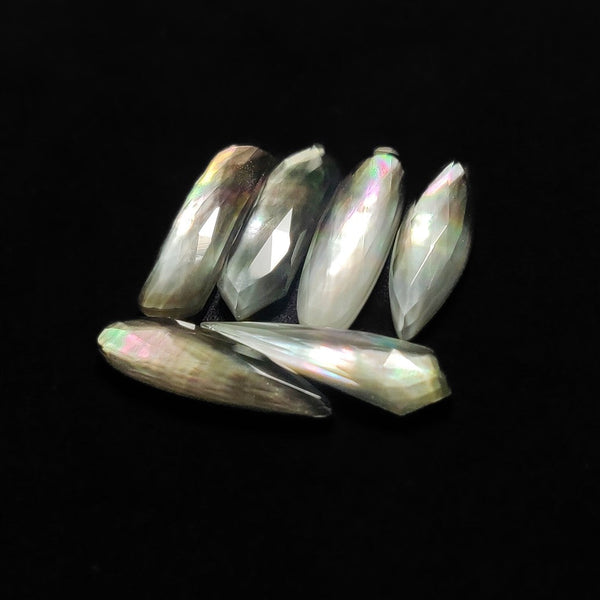 Rose Cut Crystal &Tahitian Mother Of  Pearl Doublets Lot