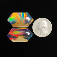 Handcarved Wooden Hill Inlay In Crystal And Aurora Opal Doublets Lot