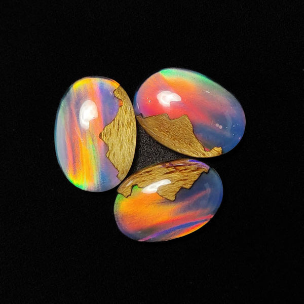 Handcarved Aurora Opal Doublets and Crystal Doublets