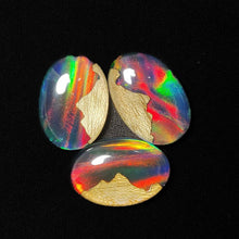 Handcarved Wooden Hill Inlay In Crystal And Aurora Opal Doublets Lot