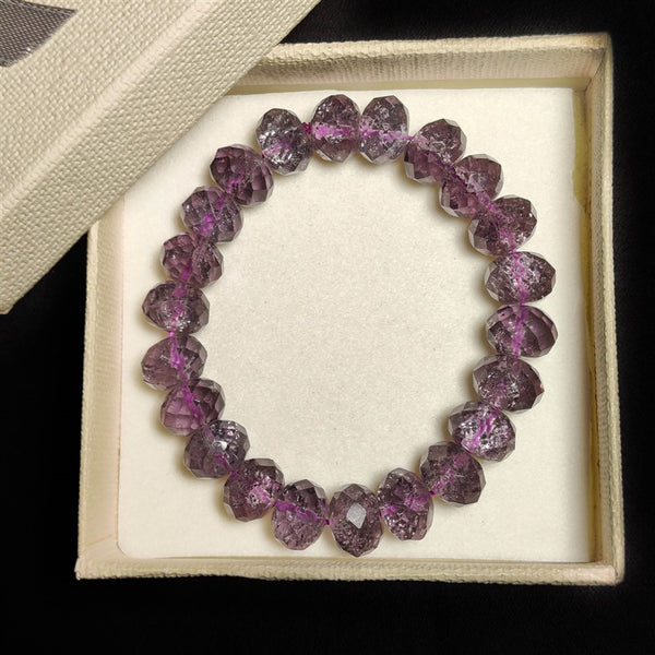 Faceted Amethyst Beads Bracelet 11-12mm