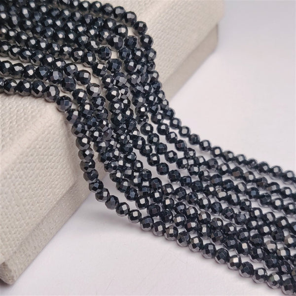 Faceted Black Onyx Beads Line 3mm