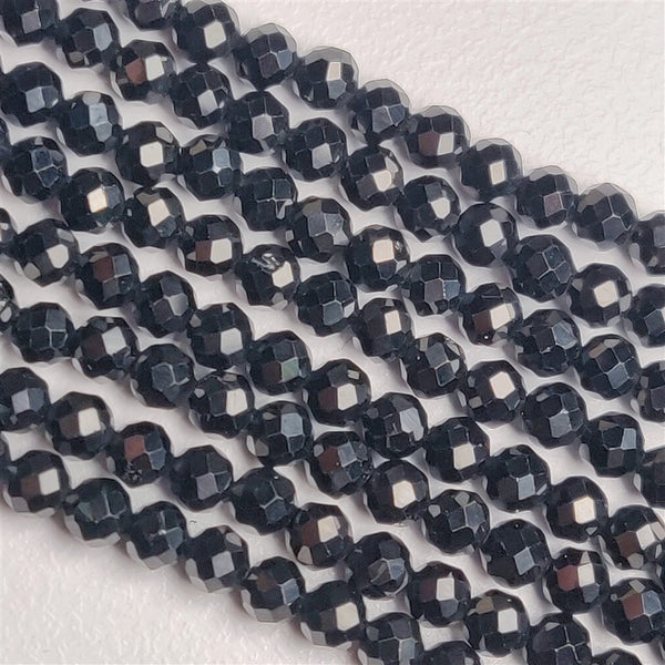 Faceted Black Onyx Beads Line 3mm