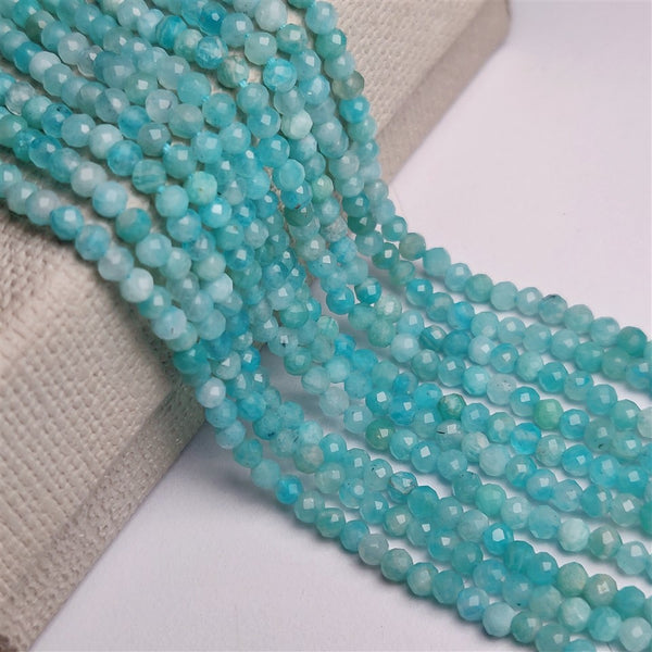 Faceted Peruvian Amazonite Beads Line 2mm