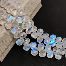 Faceted Rainbow Moonstone Tear Drop beads Line 5-10mm