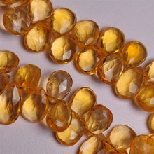 Faceted Citrine Tear Drop Beads Line 7-10mm