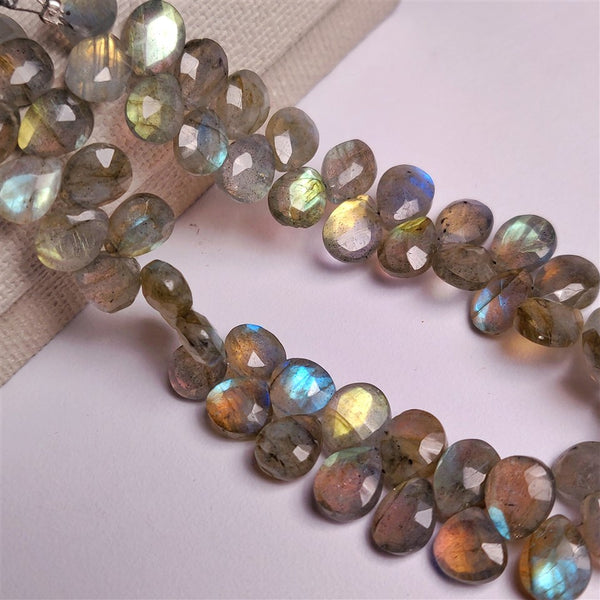 Faceted Labradorite Tear Drop Beads Line 6-8mm