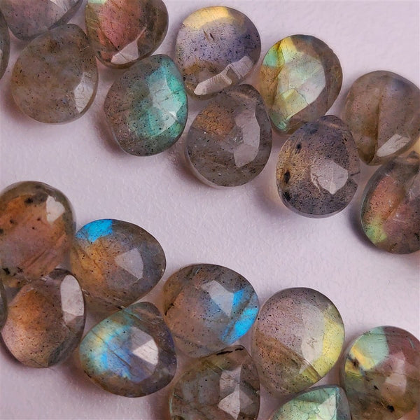 Faceted Labradorite Tear Drop Beads Line 6-8mm