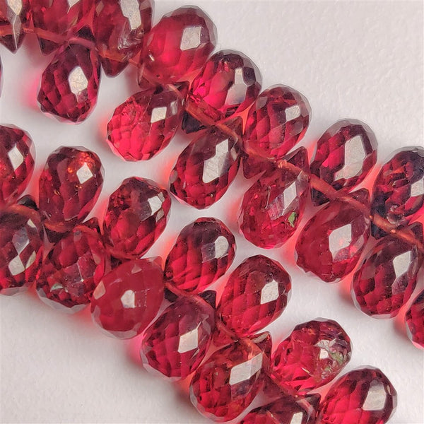 Faceted Mozambique Garnet Tear Drop Beads Line 5-8mm